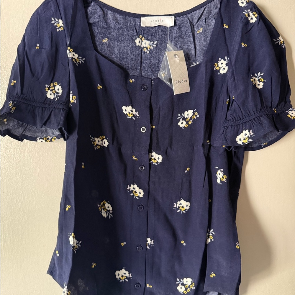 Elodie Dark Blue Floral Blouse
